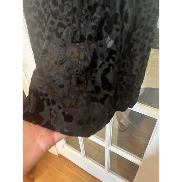 Maya Y2K Hitched Hem Dress M L Cheetah Sheet Black Sleeveless Bubble Puff     F - Picture 4 of 10